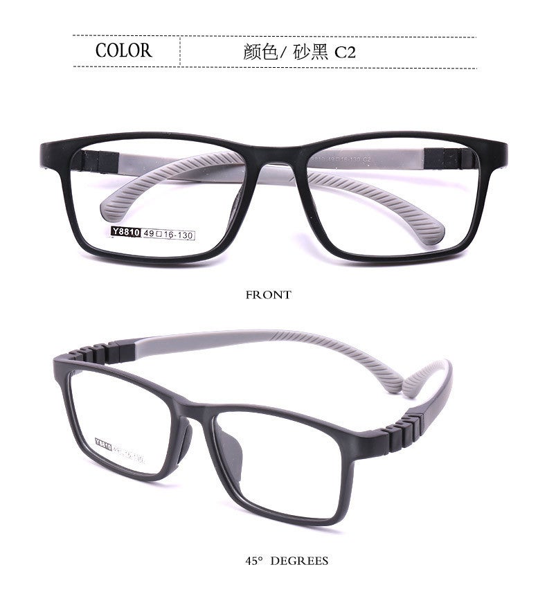 Children'S Ultra-Light Semi-Silicone Glasses With Detachable Temples, Two-Tone Tr90 Frame, Non-Prescription Glasses 8810, Myopia Glasses - Image 1