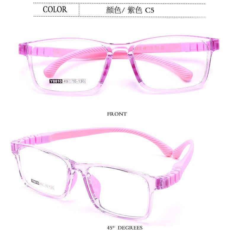Children'S Ultra-Light Semi-Silicone Glasses With Detachable Temples, Two-Tone Tr90 Frame, Non-Prescription Glasses 8810, Myopia Glasses - Image 3