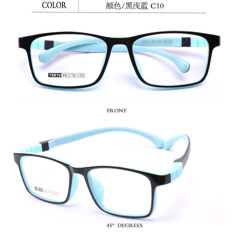 Children'S Ultra-Light Semi-Silicone Glasses With Detachable Temples, Two-Tone Tr90 Frame, Non-Prescription Glasses 8810, Myopia Glasses - Image 4