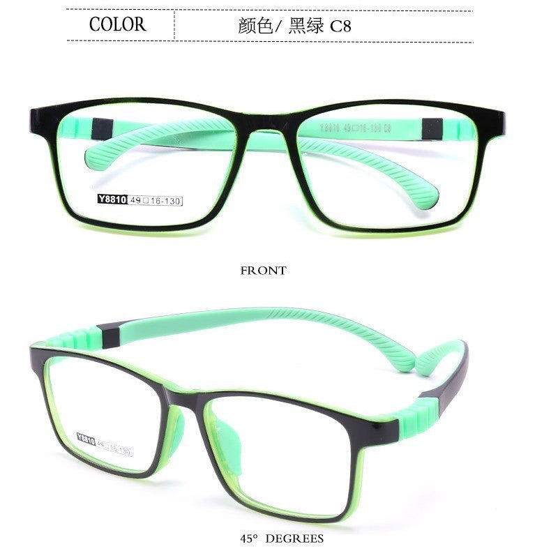 Children'S Ultra-Light Semi-Silicone Glasses With Detachable Temples, Two-Tone Tr90 Frame, Non-Prescription Glasses 8810, Myopia Glasses - Image 5