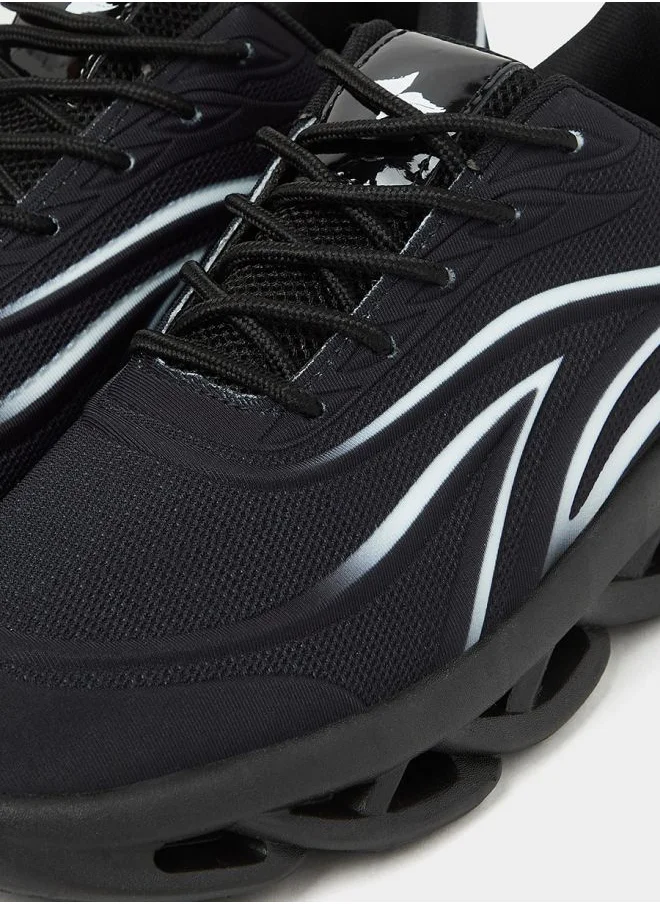 Styli Hollow Outsole Mesh Patterned Upper Sneakers