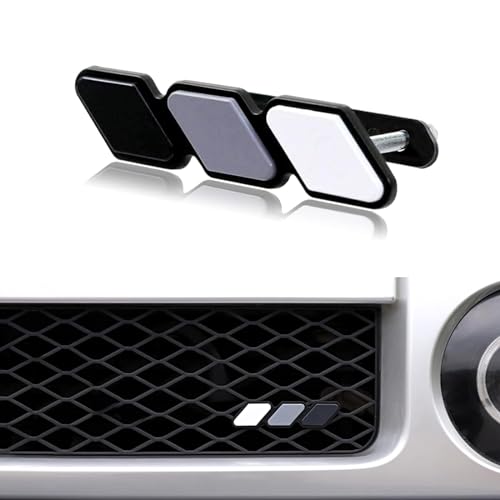Gseigvee 1 Pack Car Grille Decor Badge, 4.7In x 0.98In Tri Color Diamond-Shaped Logo, Center Mesh Sign, Compatible with Toyota 4Runner Tacoma Tundra & Other Car Slotted Grille (Black, Gray, White) - Image 1