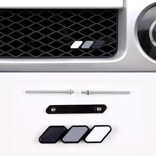 Gseigvee 1 Pack Car Grille Decor Badge, 4.7In x 0.98In Tri Color Diamond-Shaped Logo, Center Mesh Sign, Compatible with Toyota 4Runner Tacoma Tundra & Other Car Slotted Grille (Black, Gray, White) - Image 3
