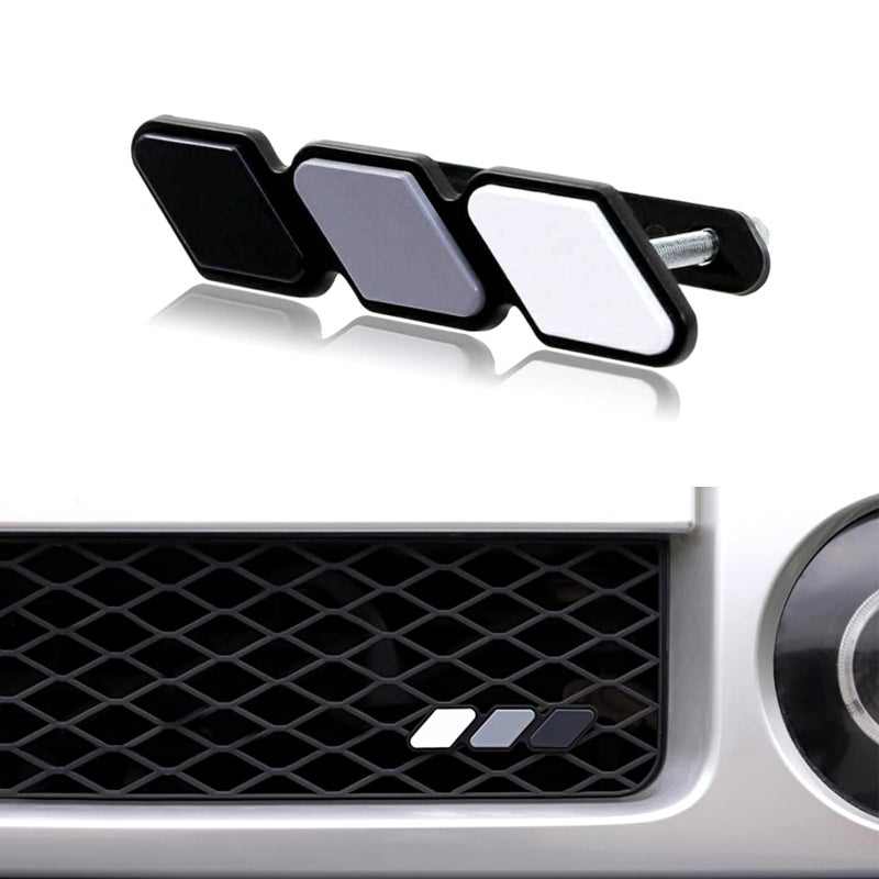 Gseigvee 1 Pack Car Grille Decor Badge, 4.7In x 0.98In Tri Color Diamond-Shaped Logo, Center Mesh Sign, Compatible with Toyota 4Runner Tacoma Tundra & Other Car Slotted Grille (Black, Gray, White) - Image 4