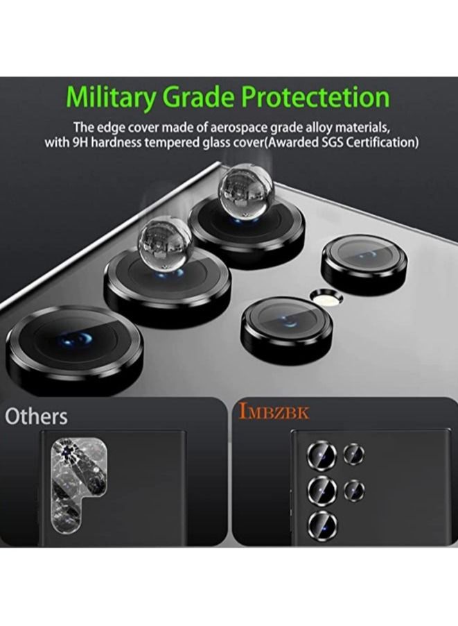ELTRAZONE Samsung Galaxy S23 Ultra Camera Lens Protector Accessories Cover Camera Screen Protector Tempered Glass for Samsung Galaxy S23 Ultra Aluminum Edge Metal Case Friendly, Black - Image 3