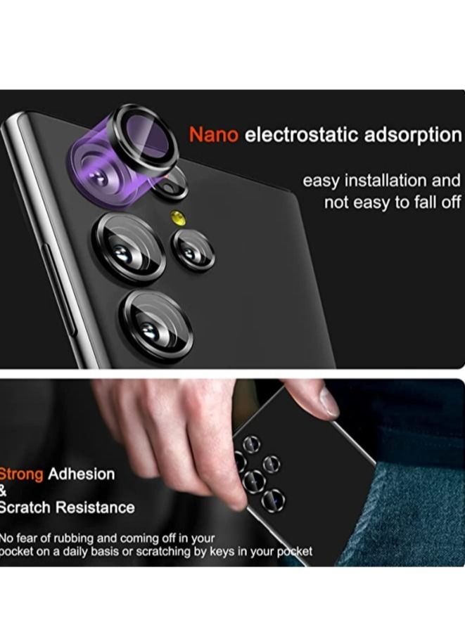 ELTRAZONE Samsung Galaxy S23 Ultra Camera Lens Protector Accessories Cover Camera Screen Protector Tempered Glass for Samsung Galaxy S23 Ultra Aluminum Edge Metal Case Friendly, Black - Image 2