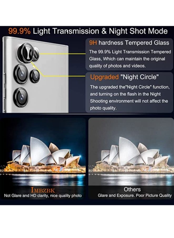 ELTRAZONE Samsung Galaxy S23 Ultra Camera Lens Protector Accessories Cover Camera Screen Protector Tempered Glass for Samsung Galaxy S23 Ultra Aluminum Edge Metal Case Friendly, Black - Image 5