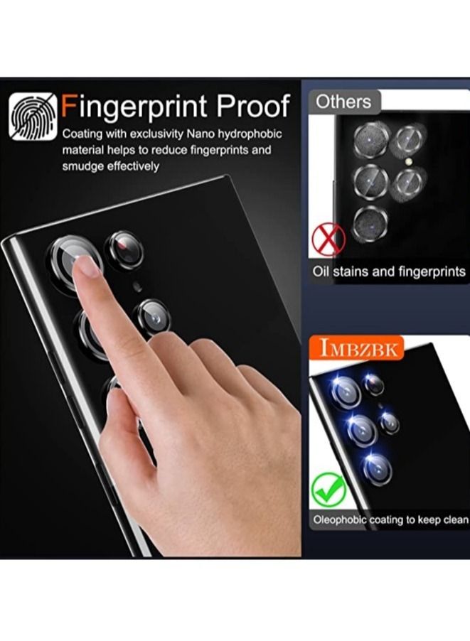 ELTRAZONE Samsung Galaxy S23 Ultra Camera Lens Protector Accessories Cover Camera Screen Protector Tempered Glass for Samsung Galaxy S23 Ultra Aluminum Edge Metal Case Friendly, Black - Image 4