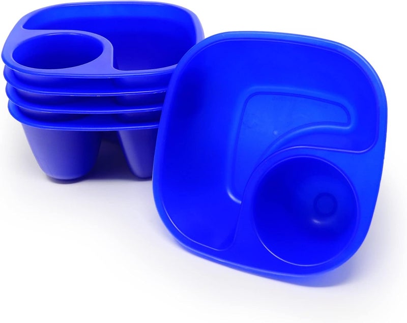 Rolling Sands Reusable Snack and Dip Bowls 5 Pack USA Made Dishwasher and Microwave Safe Personal Size Plastic Divider Blue Bowls BPAFree - Image 1
