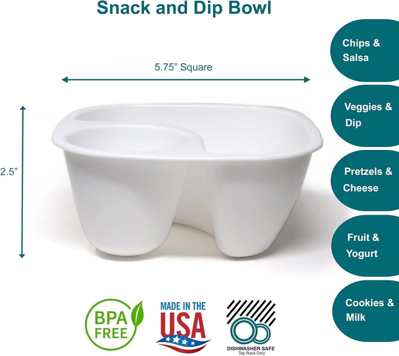 Rolling Sands Reusable Snack and Dip Bowls 5 Pack USA Made Dishwasher and Microwave Safe Personal Size Plastic Divider Blue Bowls BPAFree - Image 3