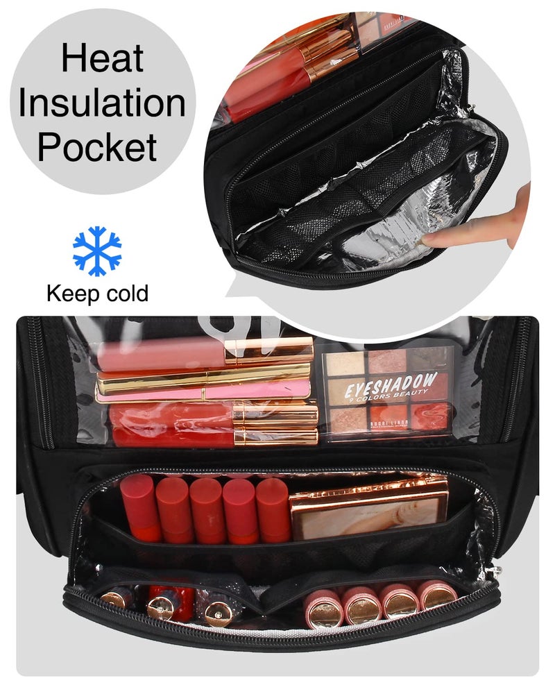 NAONAYA Makeup Brush Bag, Clear Makeup Brush Holder with Lid, Extra Large Capacity Travel Cosmetic Bag Makeup Artist Must Haves, Black Makeup Case, Make Up Organizers and Storage, with Adjustable Dividers  - Image 5