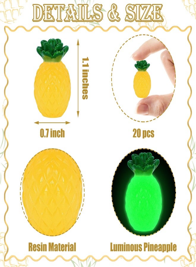 Yuronam 20 Pcs Luminous Mini Resin Pineapple Glow in The Dark Artificial Pineapple Miniature Ornament for DIY Crafts Garden Home Decoration - Image 2