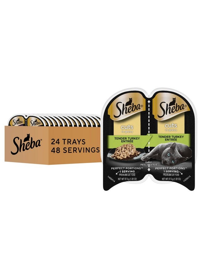 Sheba Sheba Perfect Portions Wet Cat Food Cuts in Gravy Tender Turkey Entree, 2.6 oz Twin-Pack Trays (24 Count, 48 Servings)  - Image 1