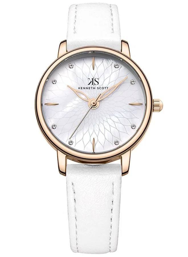 كينيث سكوت Kenneth Scott K22524-KLWM Women's Analog Display Watch & Polyurethene Strap White