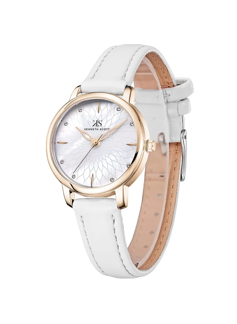 KENNETH SCOTT Kenneth Scott K22524-KLWM Women's Analog Display Watch & Polyurethane Strap White