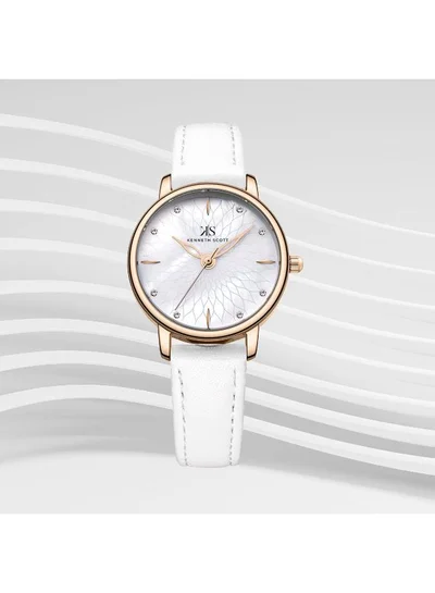 KENNETH SCOTT Kenneth Scott K22524-KLWM Women's Analog Display Watch & Polyurethane Strap White
