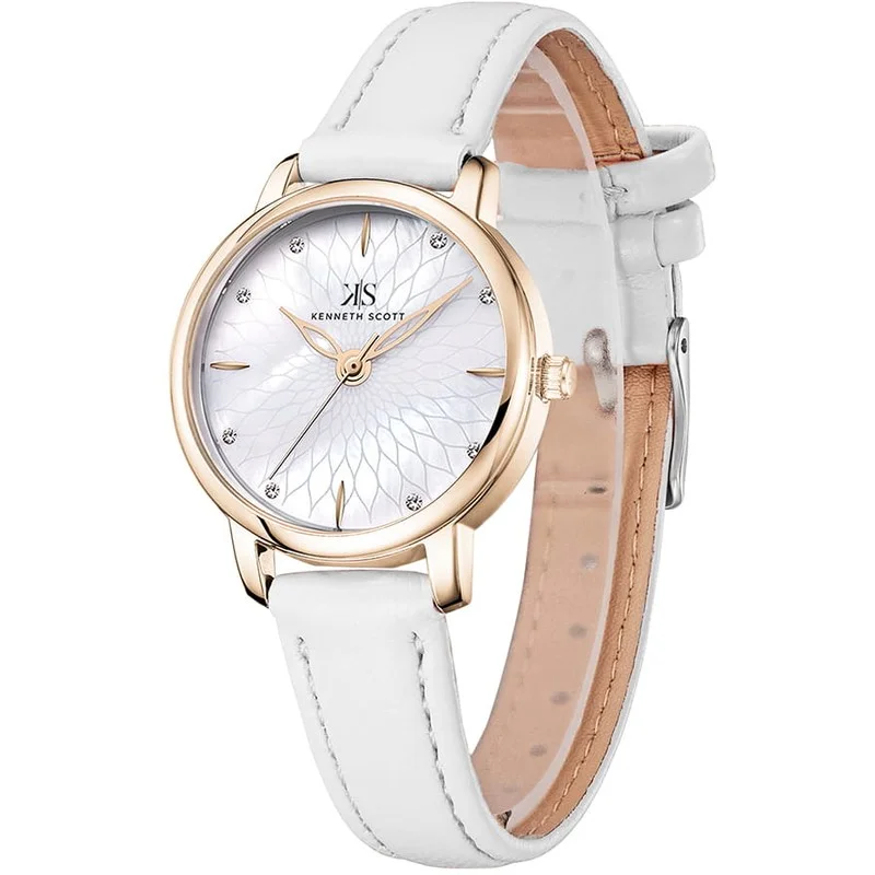 KENNETH SCOTT Kenneth Scott K22524-KLWM Women's Analog Display Watch & Polyurethane Strap White