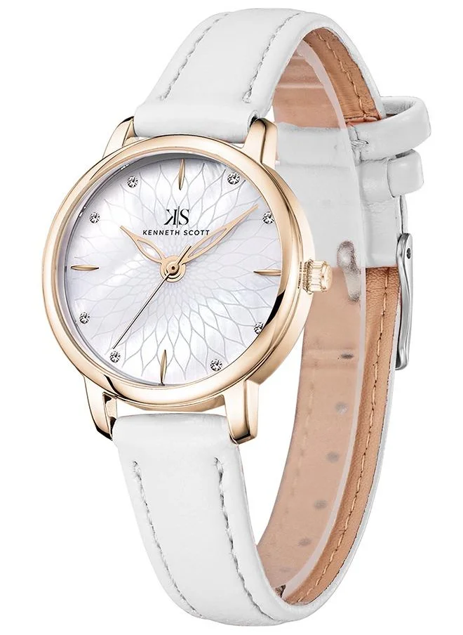 كينيث سكوت Kenneth Scott K22524-KLWM Women's Analog Display Watch & Polyurethene Strap White