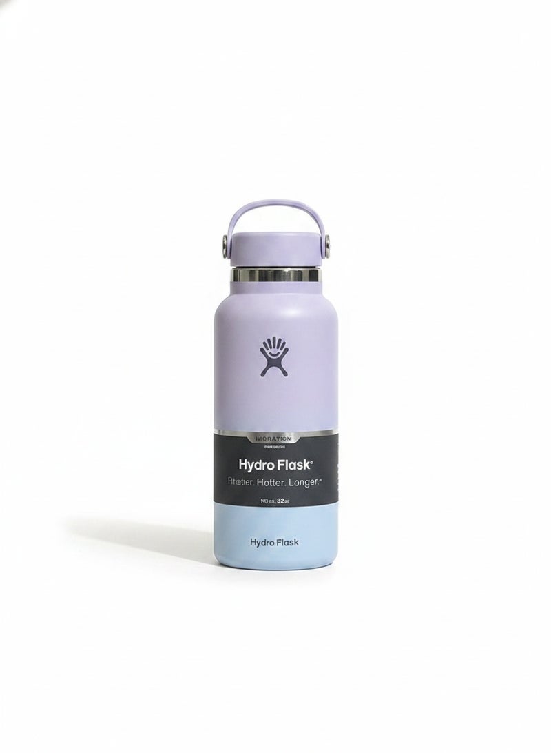 Hydro Flask Wide Mouth Vacuum Insulated Water Bottle 1200ml Double Wall 18/8 Stainless Steel Thermos Flex Cap with Rubber Carry Handle Keeps Cold 24H Hot 12H Leakproof Large Capacity Flask for Hiking Camping Road Trip Gym Yoga Outdoor Travel Matte Multi Pastel Colors - Image 1