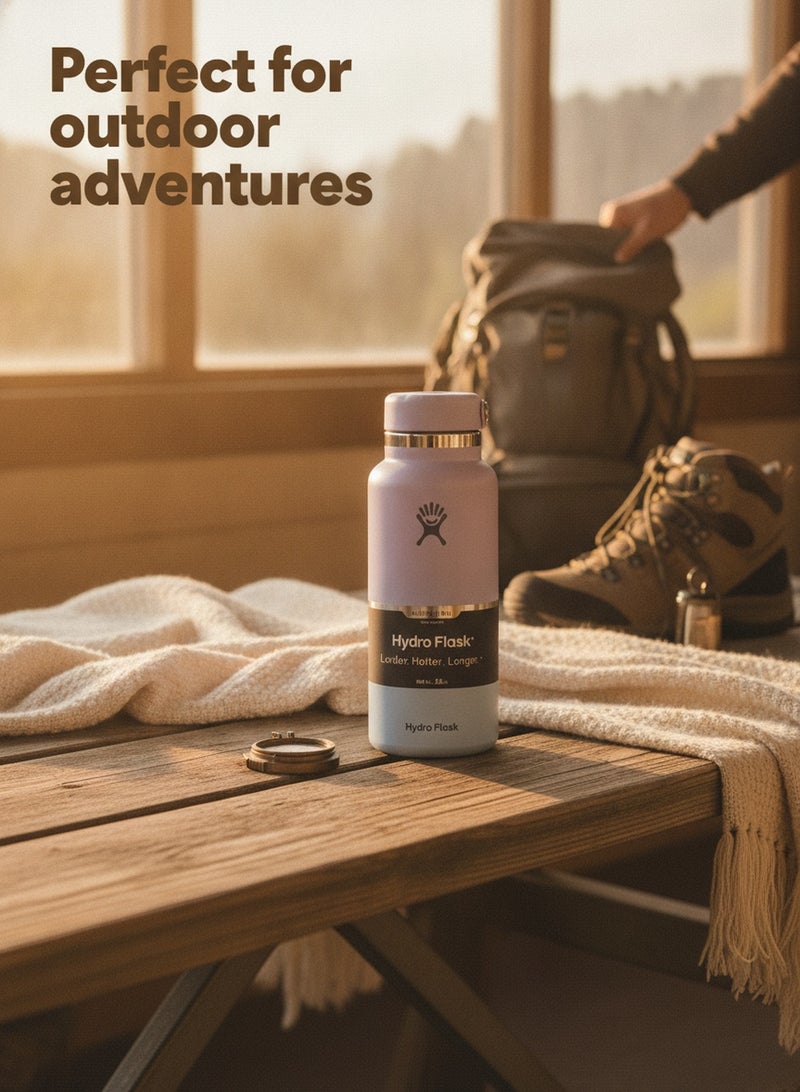 Hydro Flask Wide Mouth Vacuum Insulated Water Bottle 1200ml Double Wall 18/8 Stainless Steel Thermos Flex Cap with Rubber Carry Handle Keeps Cold 24H Hot 12H Leakproof Large Capacity Flask for Hiking Camping Road Trip Gym Yoga Outdoor Travel Matte Multi Pastel Colors - Image 3