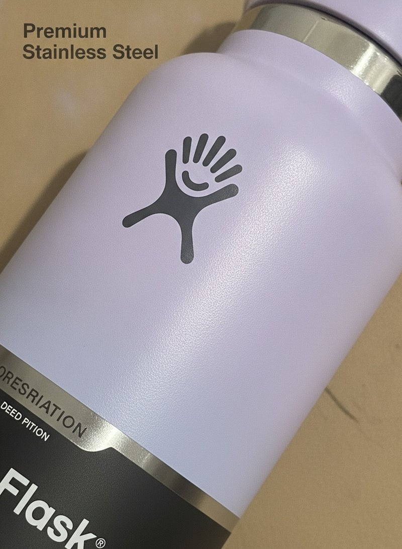 Hydro Flask Wide Mouth Vacuum Insulated Water Bottle 1200ml Double Wall 18/8 Stainless Steel Thermos Flex Cap with Rubber Carry Handle Keeps Cold 24H Hot 12H Leakproof Large Capacity Flask for Hiking Camping Road Trip Gym Yoga Outdoor Travel Matte Multi Pastel Colors - Image 4