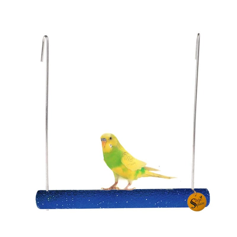 Sage Square Playful Natural Perch Wood Swing Toy Cage Hanging Platform, Climbing, Training, Workout Sand Perch for Birds (Small) (Pack of 2) - Image 2
