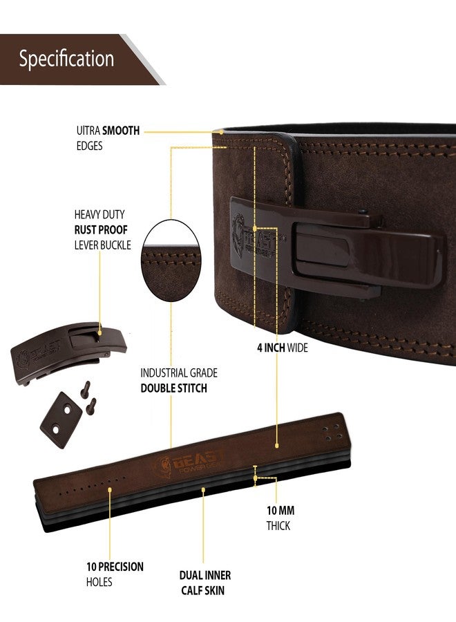 حزام رفع الأثقال من بيست باور جير، مزود بإبزيم ذراع، سمك 10 مم و13 مم، وحزام حر بطول 4 بوصات، مناسب لرفع الأثقال، ورفع الأثقال الباورليفتينغ، والرفعة الميتة، والقرفصاء، للرجال والنساء - Image 2