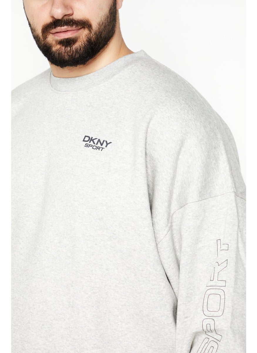 DKNY Sport Men Round Neck Long Sleeve Outdoor Sweatshirt, Grey  - Image 4