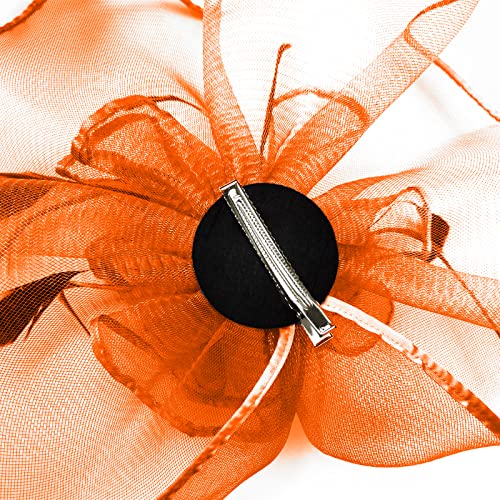 TS Fascinators Hat with Mesh Feather Hair Clip Tea Party for Wedding Cocktail Party or Special Occasion(Orange) - Image 4