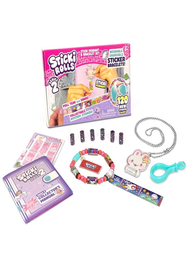 Sky Castle Sticki Rolls Pendant Pack | 120 Exclusive Wearable Shareable Stickers with Toy Pendant and Bracelet | Collect and Share | Ages 5 and Up | Series 2 - Stardust & BunBun - Image 1