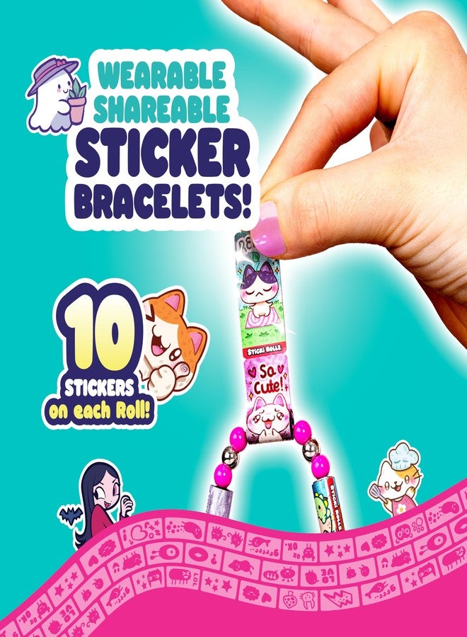 Sky Castle Sticki Rolls Pendant Pack | 120 Exclusive Wearable Shareable Stickers with Toy Pendant and Bracelet | Collect and Share | Ages 5 and Up | Series 2 - Stardust & BunBun - Image 5