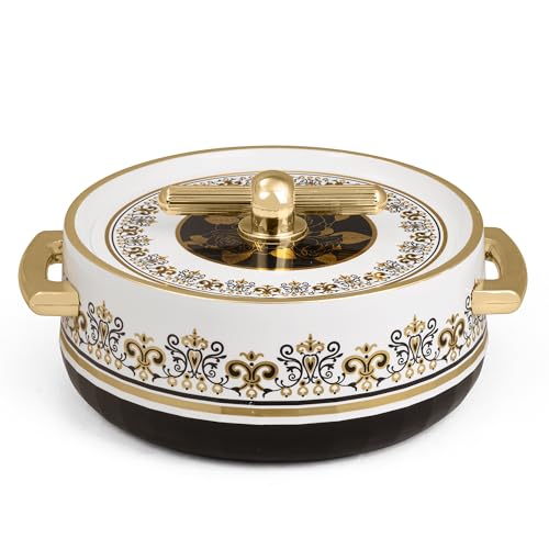 SELVEL Elegance Casserole | Advanced PU Insulation | Elegant Design Hot Pot | Hot Case Keeps Food Hot & Fresh for Hours | Serve Chapati, roti, Biryani and More (Royal Coral Black, 1700) - Image 1