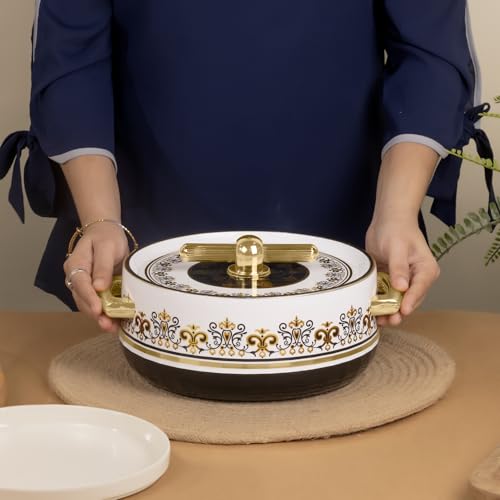 SELVEL Elegance Casserole | Advanced PU Insulation | Elegant Design Hot Pot | Hot Case Keeps Food Hot & Fresh for Hours | Serve Chapati, roti, Biryani and More (Royal Coral Black, 1700) - Image 5