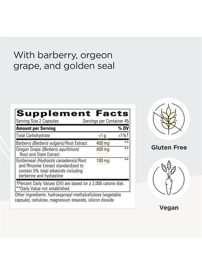 Integrative Therapeutics مركب البربرين - مكمل البربرين مع مستخلص العنب الأوريغوني وجذر الذهب - مكمل نباتي - 90 كبسولة - Image 2