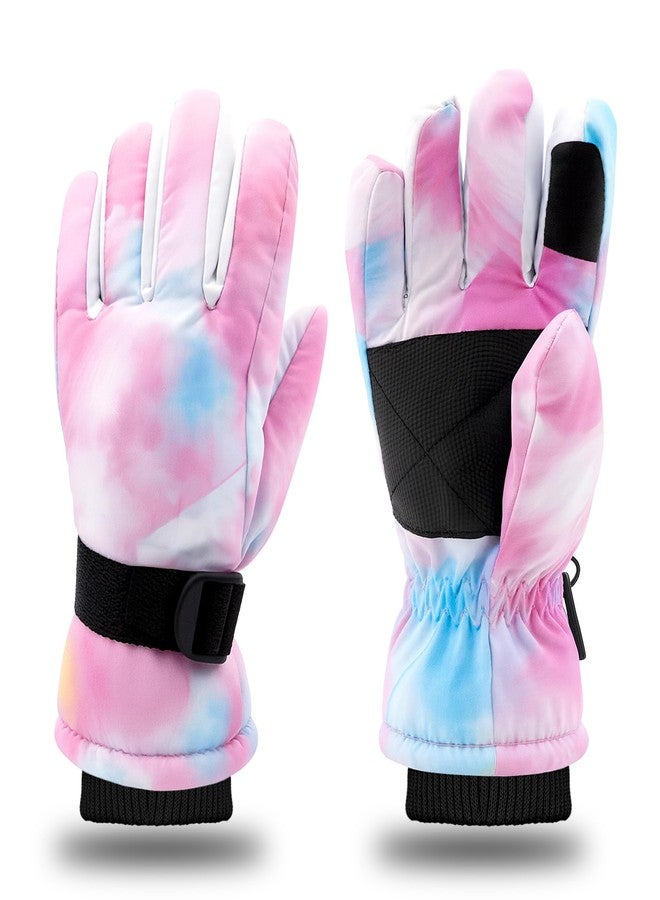 Cutiland Kids Skiing Gloves,Pink Ski Glove for Girls,Children Winter Snow Gloves 5-9 Years,Waterproof Winter Warm Glove for Cold Weather Outdoor Activities Skiing,Snowboarding,Sledding - Image 1