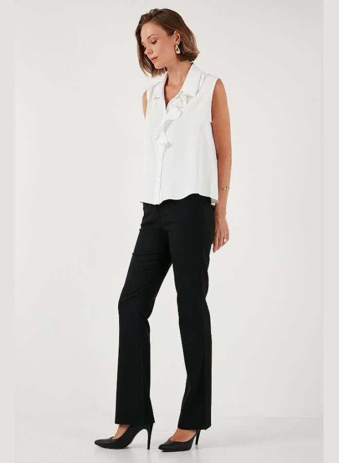 Lela Lela High Waist Regular Fit Wide Leg Trousers Women's Pants 611PL030W4