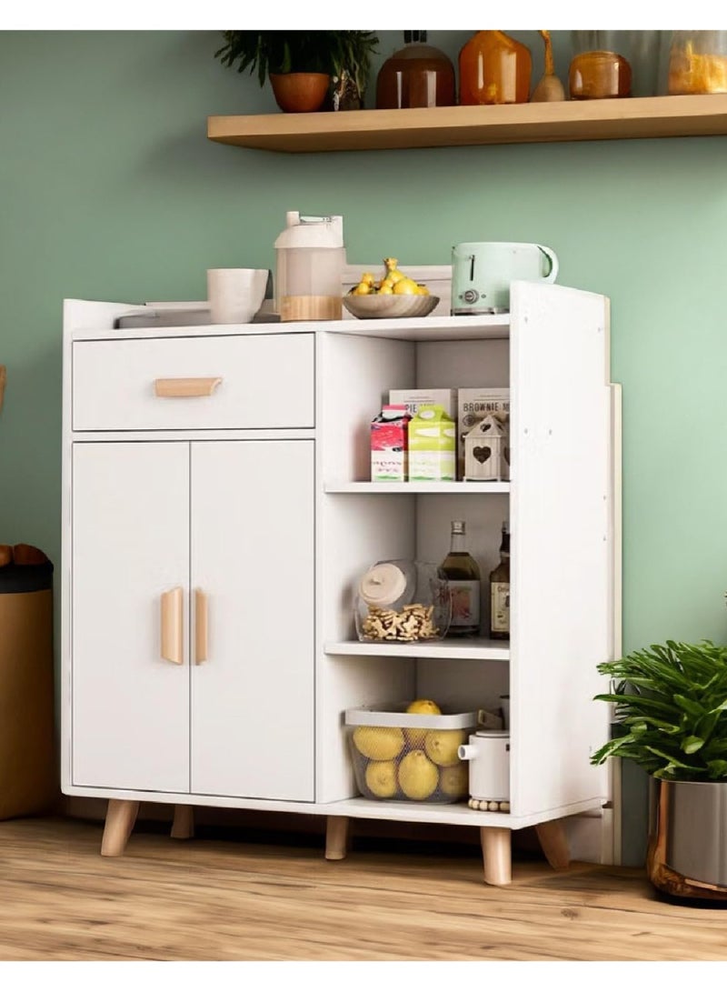 إيه جي دي خزانة ركن القهوة مع درج تخزين، خزانة جانبية مع طبقة قابلة للتعديل، خزانة تخزين المطبخ لغرفة الطعام، رف تخزين فرن الميكروويف في المطبخ (أبيض) - Image 3