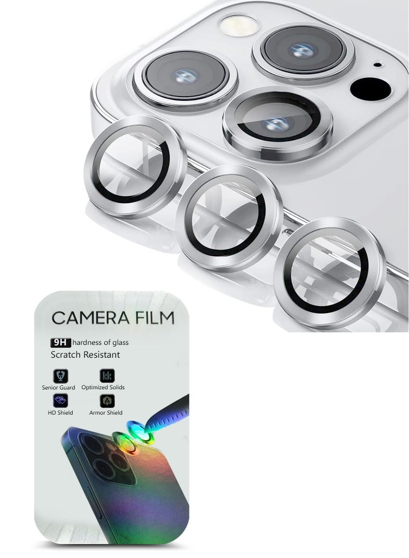 Wtech Apple iPhone 15 Pro 2023 Premium Camera Lens Film Protector Shield - Clear/Silver  - Image 1