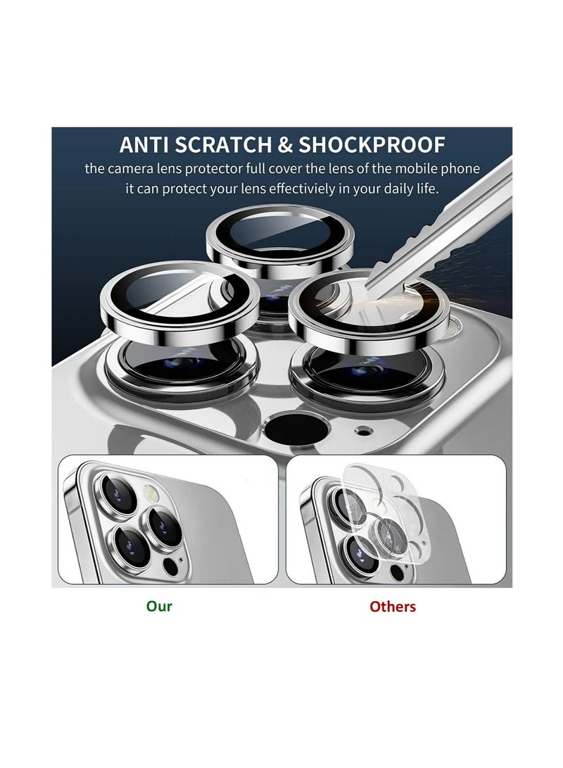 Wtech Apple iPhone 15 Pro 2023 Premium Camera Lens Film Protector Shield - Clear/Silver  - Image 3
