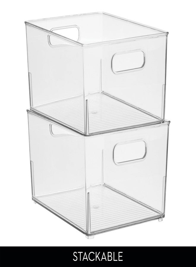 iDesign Small Stackable Plastic Bathroom Storage Bin with Handles - Set of 2 - Clear - Made in USA - Image 5