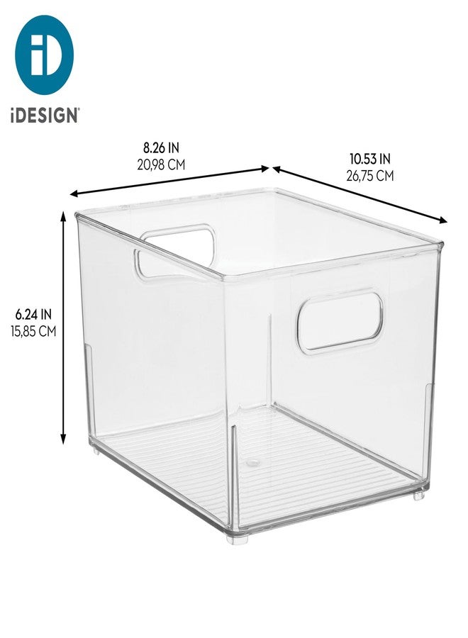iDesign Small Stackable Plastic Bathroom Storage Bin with Handles - Set of 2 - Clear - Made in USA - Image 4