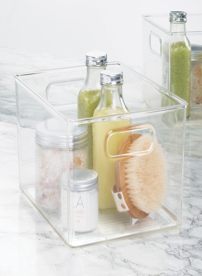 iDesign Small Stackable Plastic Bathroom Storage Bin with Handles - Set of 2 - Clear - Made in USA - Image 3