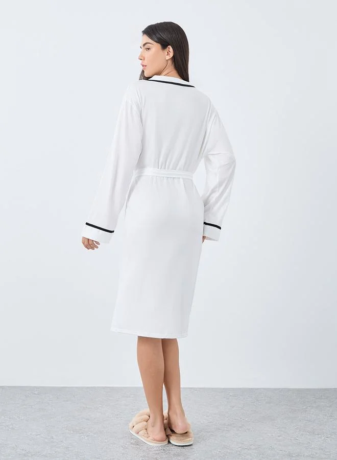 ستايلي Styli Contrast Piping Pocket Detail Robe