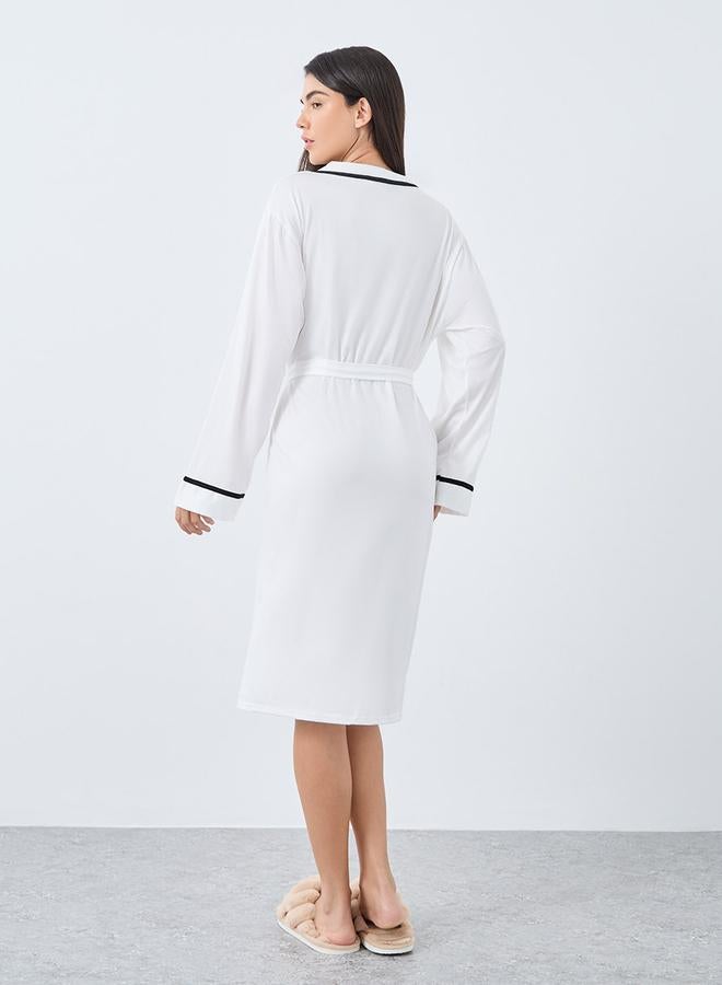 ستايلي روب بتفاصيل جيوب وحواف متباينة - Image 4