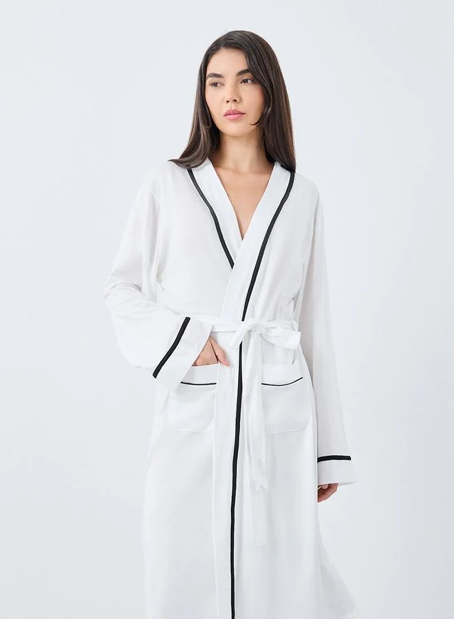 ستايلي Styli Contrast Piping Pocket Detail Robe
