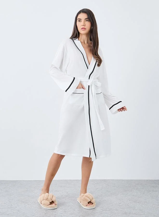 ستايلي Styli Contrast Piping Pocket Detail Robe