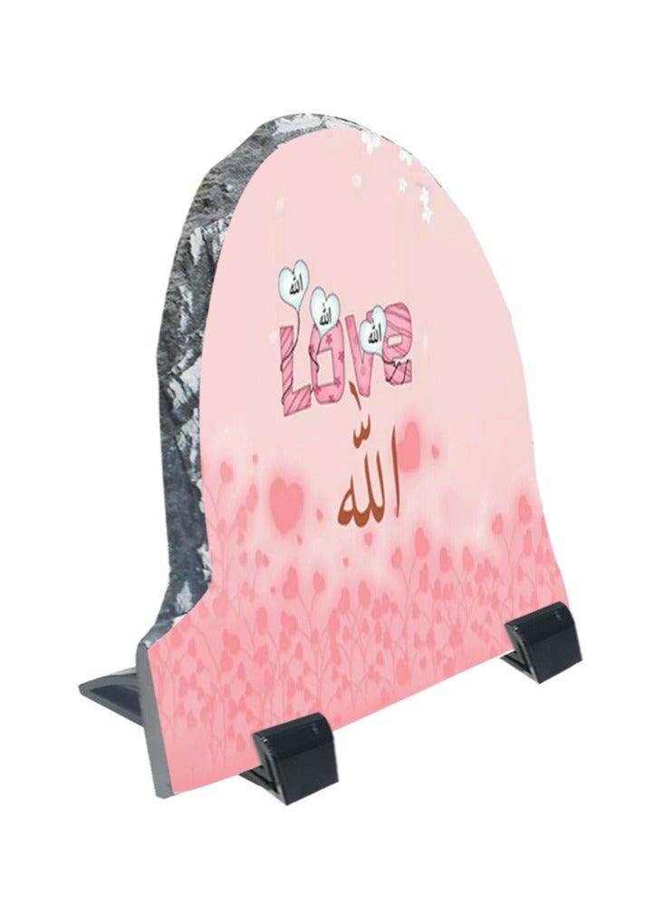 Service Zone Protective Printed White Rock Shape Marble Photo Frame for Table Top Love Allah  - Image 2