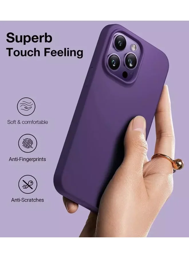 MG Maxguard Liquid Silicone Case for iPhone 14 Pro with Magnetic Wireless Charging Support, Shockproof Protection, Soft Microfiber Lining, Raised Camera and Screen Edges, 6.1 Inch Deep Purple