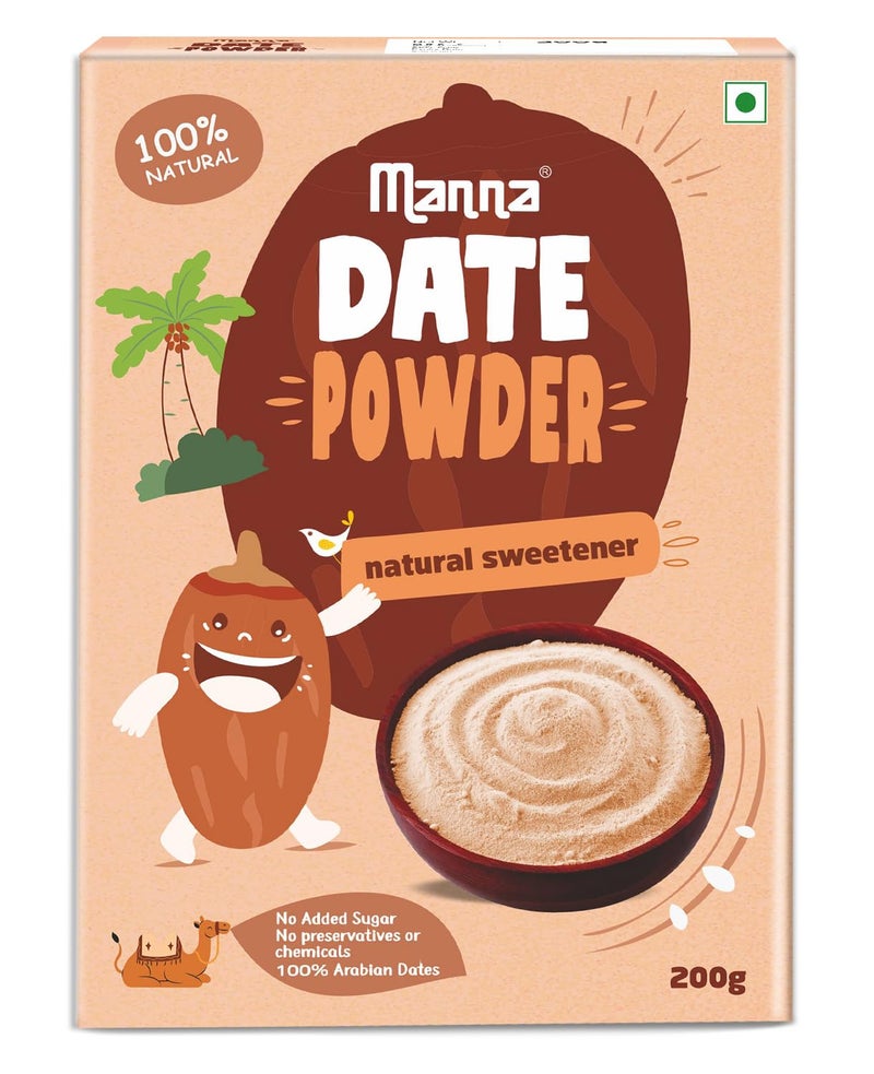 Manna Date Powder Natural Sweetner. Kharik/Khajur Powder. No Added Color, Flavor or Preservatives. Healthy Substitute for Sugar. 200g - Image 1