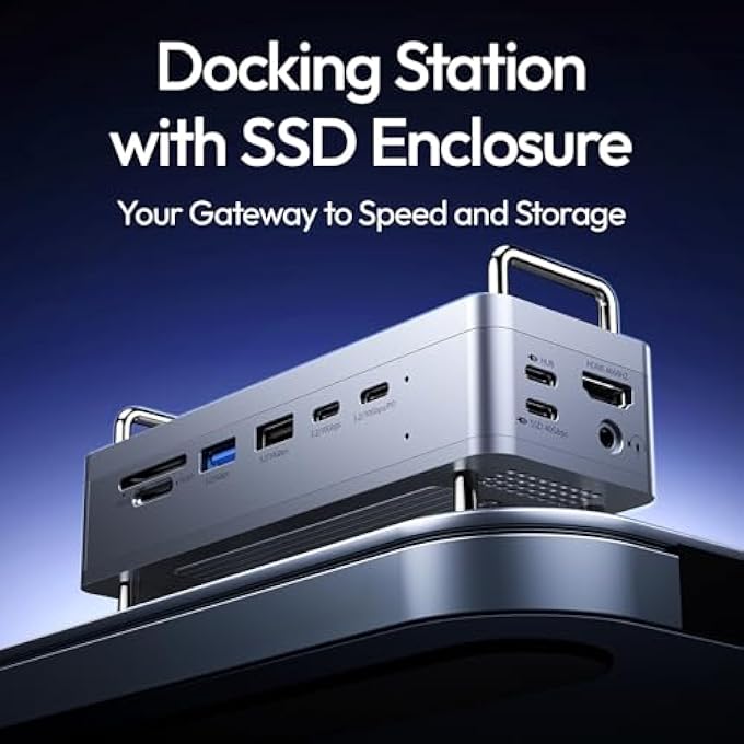 rayihni QT03 DOCKING STATION & STAND WITH NVME SSD ENCLOSURE 40GBPS, 10-IN-1 WITH 10 GBPS 4 USB C-A/AUDIO/4K HDMI/SSD/HUB/TF/SD PORT COMPATIBLE WITH MAC MINI M4, M4 PRO/DELL/HP/LENOVO/IPHONE AND MORE - Image 2